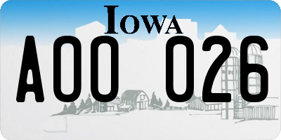 IA license plate AOO026
