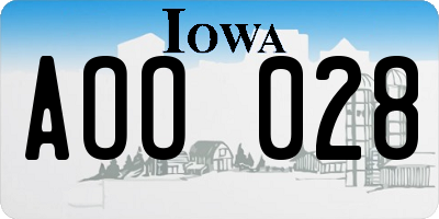 IA license plate AOO028