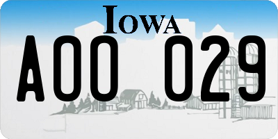 IA license plate AOO029