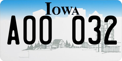 IA license plate AOO032