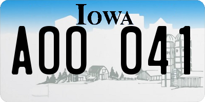 IA license plate AOO041