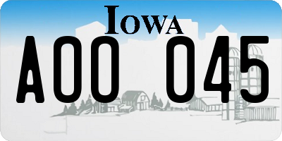 IA license plate AOO045