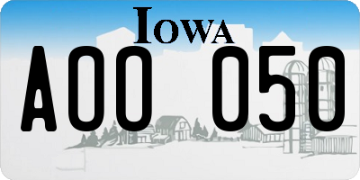 IA license plate AOO050