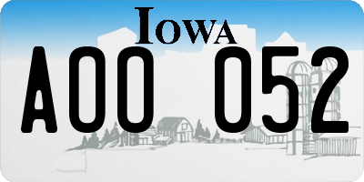 IA license plate AOO052