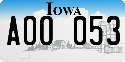 IA license plate AOO053