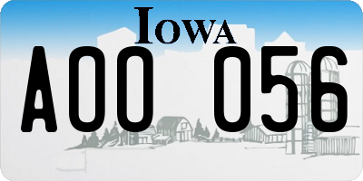 IA license plate AOO056