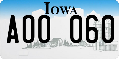 IA license plate AOO060