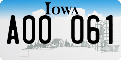 IA license plate AOO061