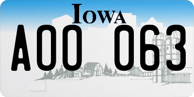 IA license plate AOO063