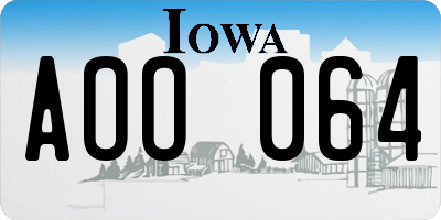 IA license plate AOO064