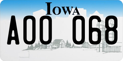 IA license plate AOO068