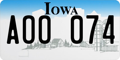 IA license plate AOO074