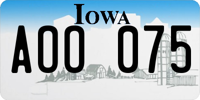 IA license plate AOO075