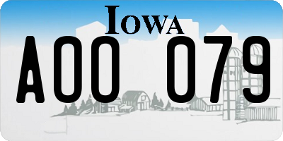 IA license plate AOO079