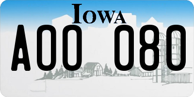 IA license plate AOO080