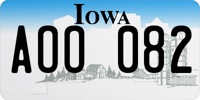 IA license plate AOO082