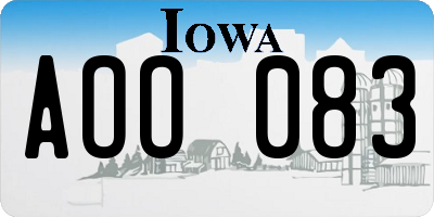 IA license plate AOO083