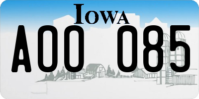 IA license plate AOO085