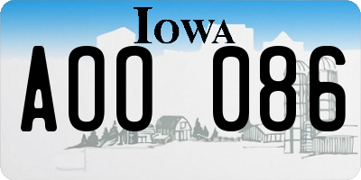 IA license plate AOO086