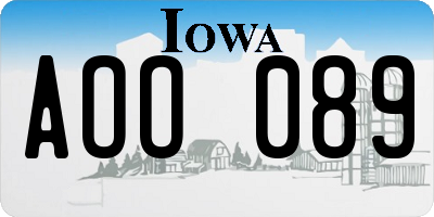 IA license plate AOO089