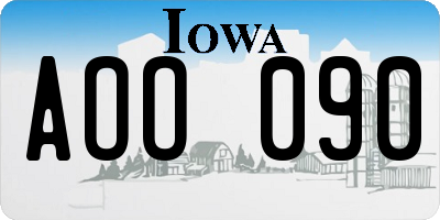 IA license plate AOO090