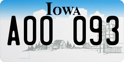 IA license plate AOO093