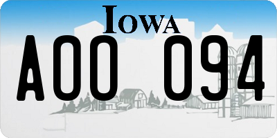 IA license plate AOO094