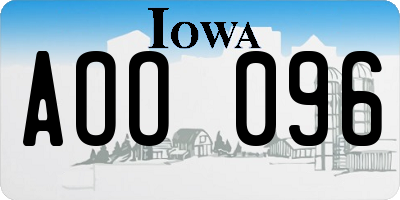 IA license plate AOO096