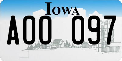 IA license plate AOO097