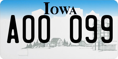 IA license plate AOO099