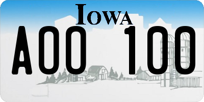 IA license plate AOO100