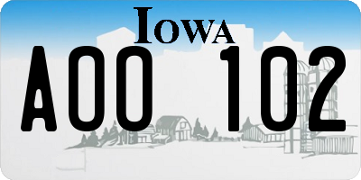 IA license plate AOO102