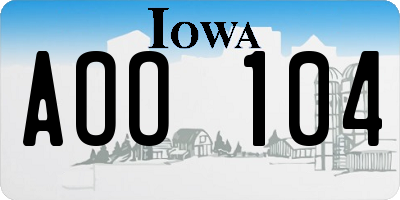 IA license plate AOO104