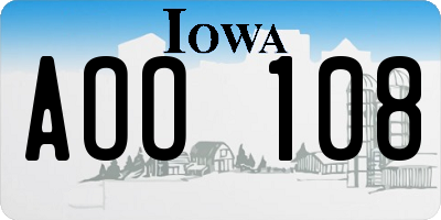 IA license plate AOO108