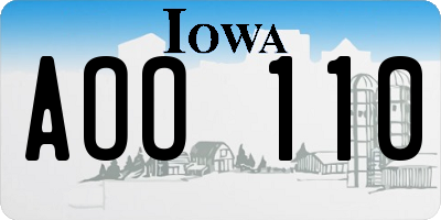 IA license plate AOO110