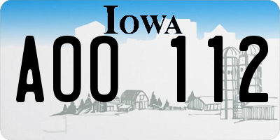 IA license plate AOO112