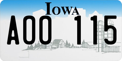 IA license plate AOO115
