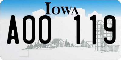 IA license plate AOO119