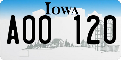 IA license plate AOO120