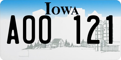 IA license plate AOO121