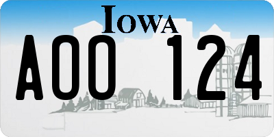 IA license plate AOO124