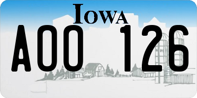 IA license plate AOO126