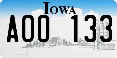 IA license plate AOO133