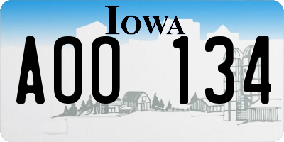 IA license plate AOO134