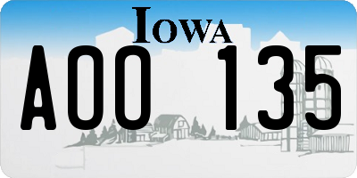 IA license plate AOO135