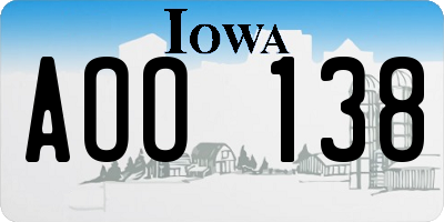 IA license plate AOO138