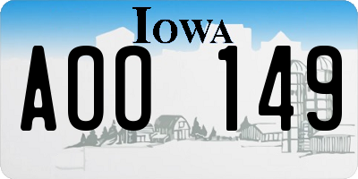 IA license plate AOO149