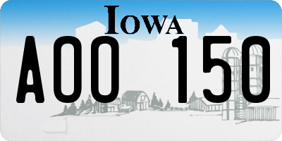 IA license plate AOO150
