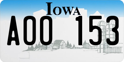 IA license plate AOO153