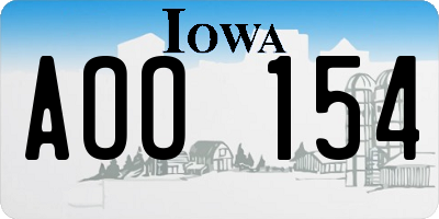 IA license plate AOO154
